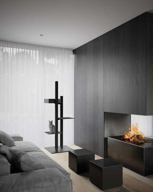 Design Kratzbaum MS 610, schwarz - XXL, Metall + Filz, stabil