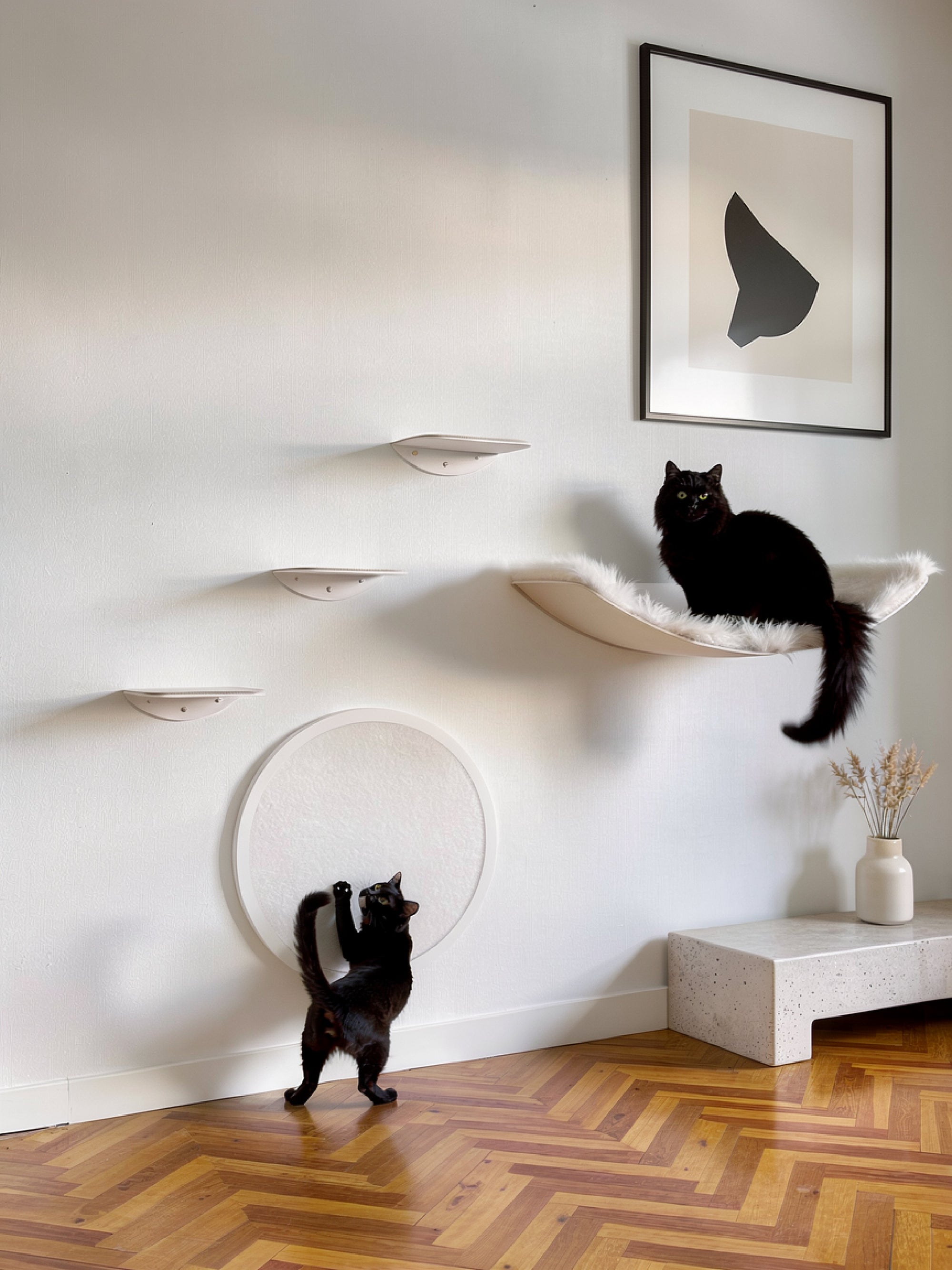 STYA Katzen Kletterwand | Set Eleganz Hängematte XXL | Linie WL100