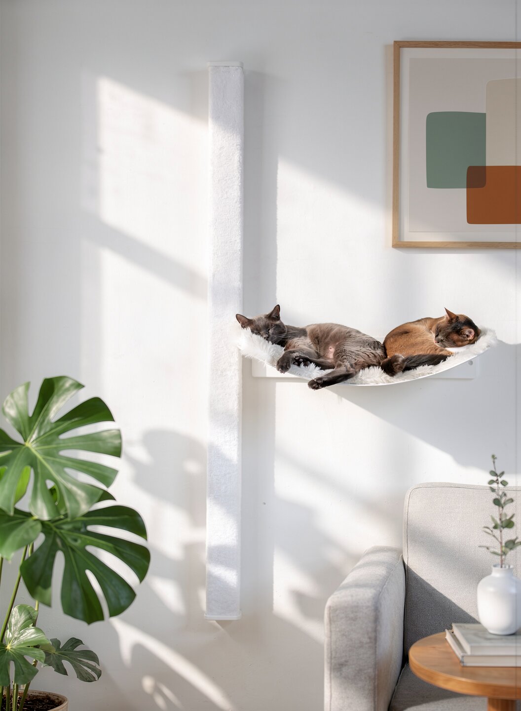 STYA Katzen Kletterwand | Set Essence | Kratzstamm KS150 + XXL Hängematte WL370