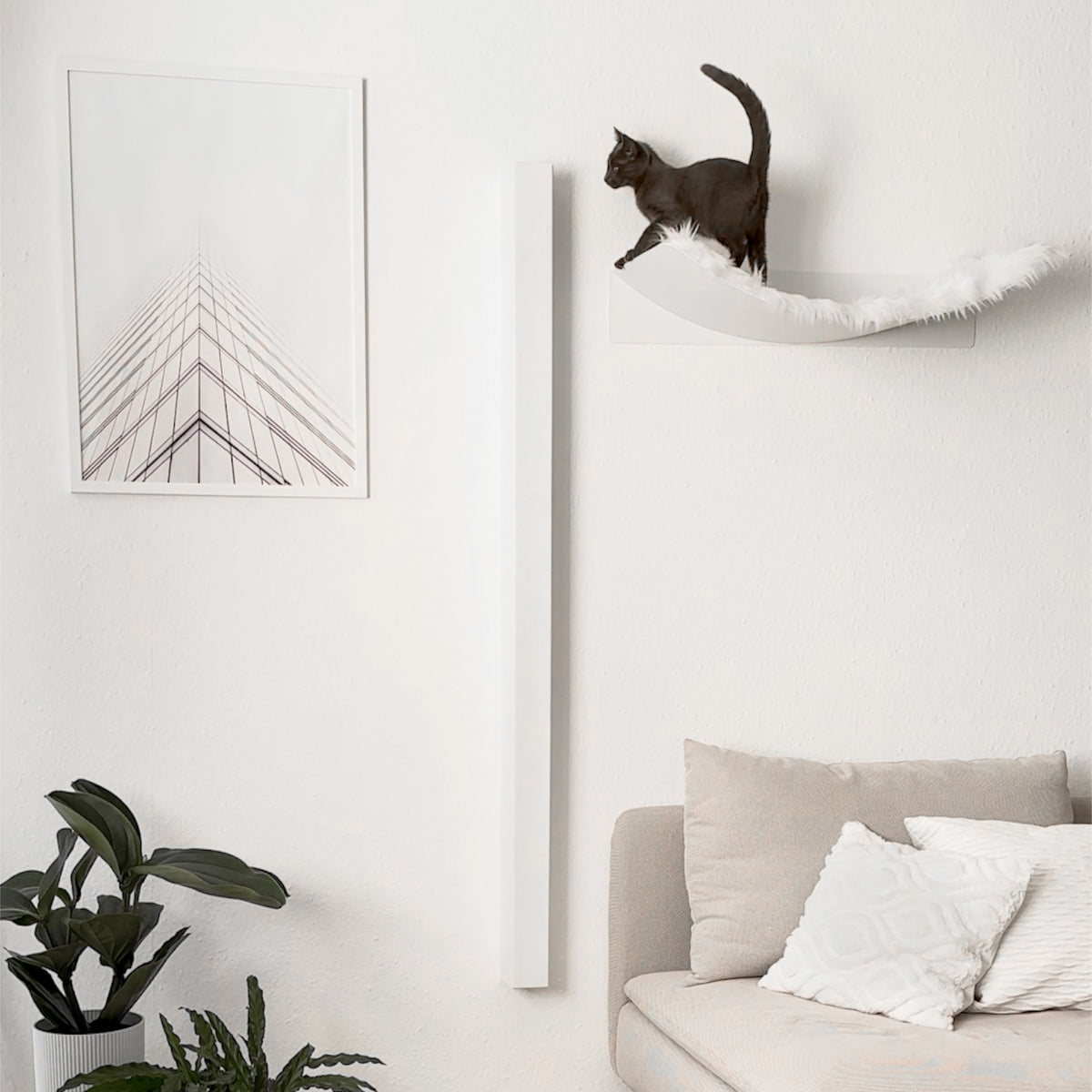 hängematte wand Design Katzen Kletterwand + Wandstange KS 150, Widerstandsfähiger Filz, 150 cm, Katzenkletterwand E-Bike-Akku im Winter richtig tfk Size:120x80x71 cm