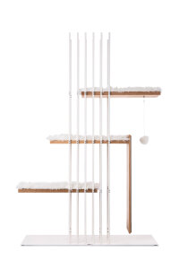 STYA Kratzbaum MS 220 - Weiß | Design Katzenbaum aus Holz und Metall - Katzengerecht, modern und minimalistisch, Premium Qualität, hohe Stabilität