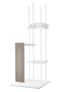 STYA Kratzbaum MS 310 - Weiß | Design Katzenbaum aus Metall - Katzengerecht, modern und minimalistisch, Premium Qualität