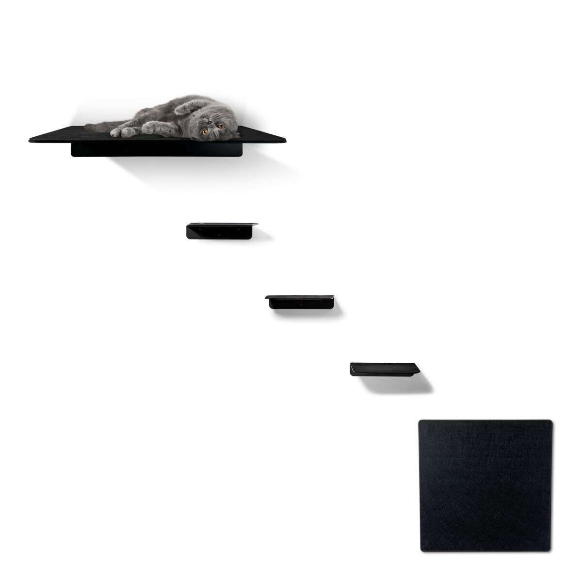 STYA Katzen Kletterwand WL 300 | Set Eleganz Wandliege XXL | Design Wandmöbel aus Metall + Filz - Katzengerecht, modern und minimalistisch, Premium Qualität