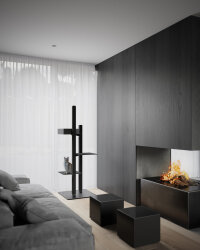 STYA Kratzbaum MS 610 - Schwarz | Design Katzenbaum aus Metall, Filz - Katzengerecht, modern und minimalistisch, Premium Qualität